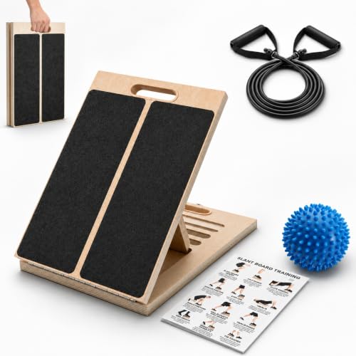 Thenshop Wooden Slant Board for Calf Stretching with 5 Adjustable Angles