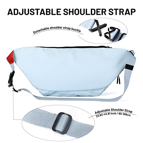 Large Crossbody Fanny Pack for Women Men,Waterproof Waist Bag Pack - color: Light Blue, size: Large