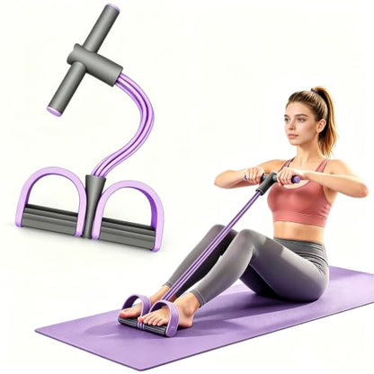 Pedal Resistance Band with Handle - size: 4 levels（Purple）