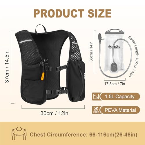 Running Vest for Women Men Adjustable Running Hydration Vest with Phone Holder Reflective Strips for Marathon Hiking Cycling - size: Black, style: Running Vest with one 1.5L Water Bladder