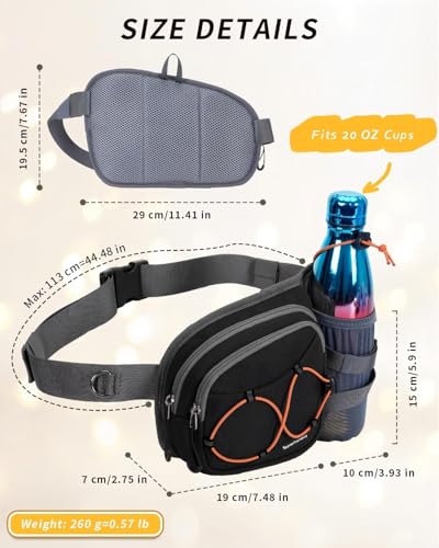 sportsnew Waist Pack with Water Bottle Holder, Fanny Pack for Men Women - color: Black