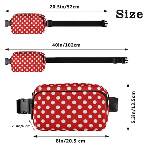 Red White Polka Dot Pattern Belt Bag for Women Men Fanny Pack Small Waist Pouch Crossbody Bags for Outdoor Hiking Running Travel - color: Polka Dot
