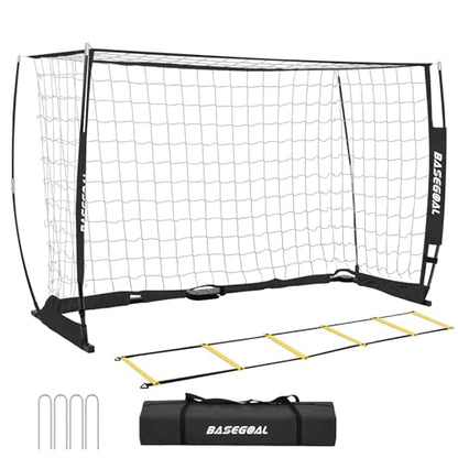 BaseGoal Soccer Goal for Backyard,with Bow Frame and Agility Ladder - size: 6x4 ft