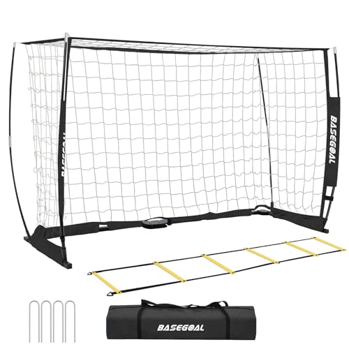 BaseGoal Soccer Goal for Backyard,with Bow Frame and Agility Ladder - size: 6x4 ft