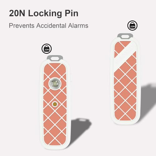 Personal Safety Alarm Keychain for Women & College Girls - 240 Min Siren, Dual Activation (Pin & Button), Locking Pin, LED Strobe, Rechargeable Anti-Slip Grip (Tangerine) - color: Tangerine
