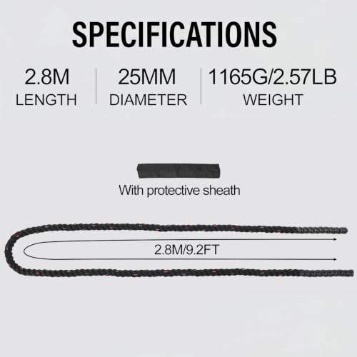 PATIKIL Jump Rope, Heavy Skipping Rope - color: Black-Red, size: 2.57lb