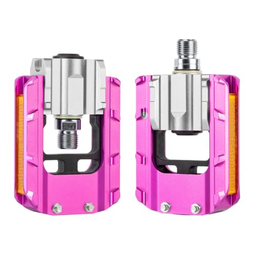 Folding Bike Pedals, All Aluminum Alloy Non-Slip Bike Pedals - color: Rose Red