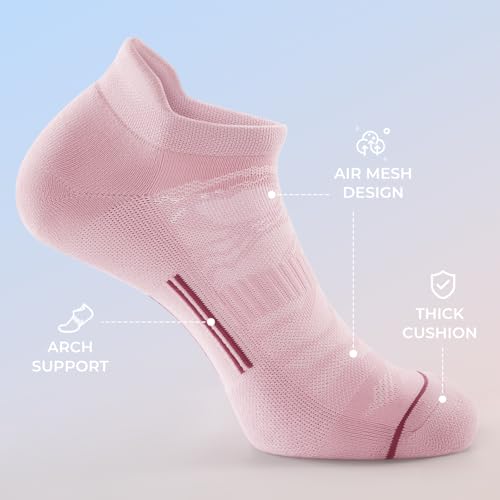 FITRELL Men's 6 Pack Ankle Running Socks Low Cut Cushioned Athletic Sports Socks 7-9/9-12/12-15 - color: Berry Dusk, size: 12-15