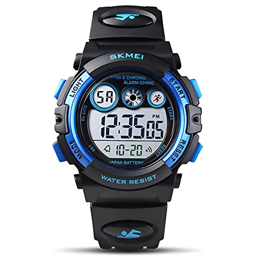GOLDEN HOUR Watches for Kids Digital Sport Waterproof Boys Girls Watch Outdoor 12/24 H Alarm EL Backlight Stopwatch Military Child Wristwatch Ages 3-15 - color: Black