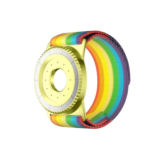 BAISRKE Magnetic Running Armband for MagSafe Case - 360° Rotatable Phone Grip with Adjustable Scent Compartment & Detachable Lanyard Compatible iPhone/Android (Rainbow & Gold) - color: Rainbow&Gold, size: XL (fits Wrist/Armband up to 15")