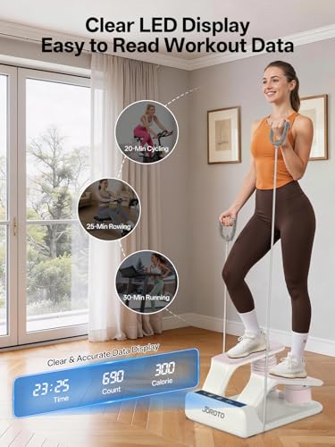 JOROTO Air Stepper Exercise Machine with LED Monitor and Resistance Bands, 300LB Capacity Stair Stepper, 5-Level Adjustable Resistance and Low-Impact Steppers for Exercise at Home, White