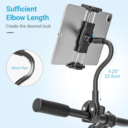 Metal Gooseneck Spin Bike Tablet Holder for Exercise/Stationary Bike
