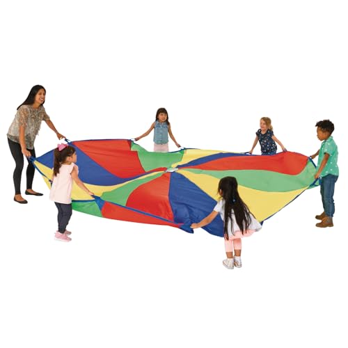 Excellerations Brawny Tough 12-Foot Rainbow Play Parachute for Kids with 12 Handles, Kids Toy, Gym Parachute - size: 12 Foot