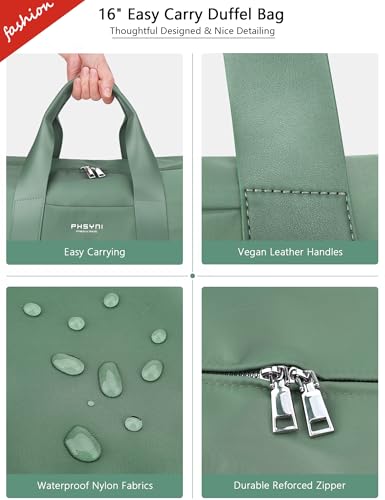 16" Gym Bag for Women,with Shoes Compartment and Waterproof Pocket(Green) - color: Green, size: 16" Small Size