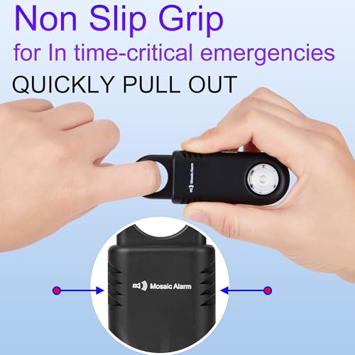135dB Rechargeable Personal Safety Alarm Ultra-Bright Flashlight & Strobe Light. Non Slip Grip Keychain Emergency SOS Siren for Women, Students. Loud Sound Hiking Bear Alerts Blue - color: Blue
