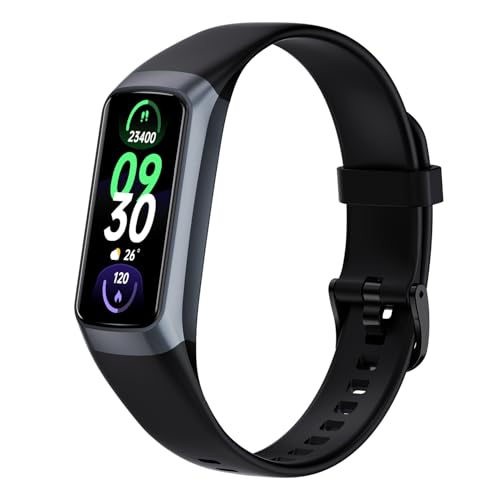 Fitness Tracker Activity Tracker Smart Watch 1.10''AMOLED Touch Color Screen,Smart Watch with 24/7 Blood Oxygen Heart Rate,Sleep Monitor,IP68 Waterproof,Step Counter Health for Women Men，Black