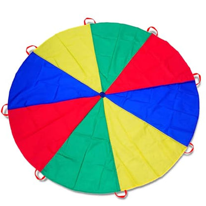 Parachute 13ft/ 16.4ft/ 20ft - Kids Play Gymnastics Parachute with Handles for Group Team Cooperative Games,Indoor Outdoor Gym Class Rainbow Parachute Birthday Church VBS Activity Supplies - size: 6.5ft