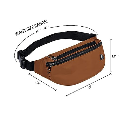 Fanny Packs for Men and Women Water-Repellent Sports Waist Pack Bag - color: 1pack-Brown