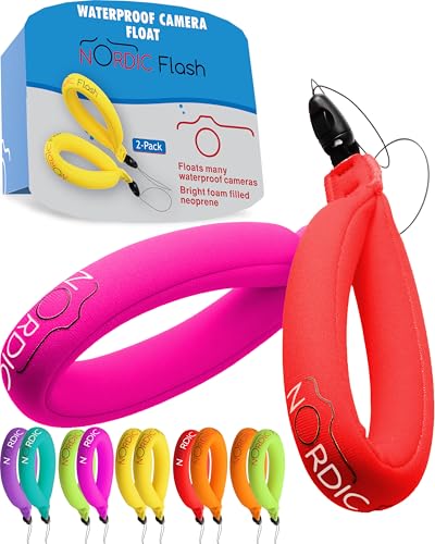 Nordic Flash Floating Camera Wrist Strap 2-Pack, Underwater & Waterproof - color: Pink & Red