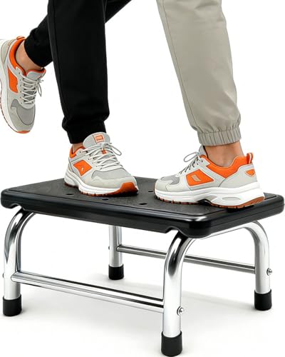 Step Stool, 440 lbs Heavy Duty Stainless Steel, Non-Skid Platform for Adults, Lightweight Portable Foot Stool for Kitchen Bathroom Bedroom RV Home Office