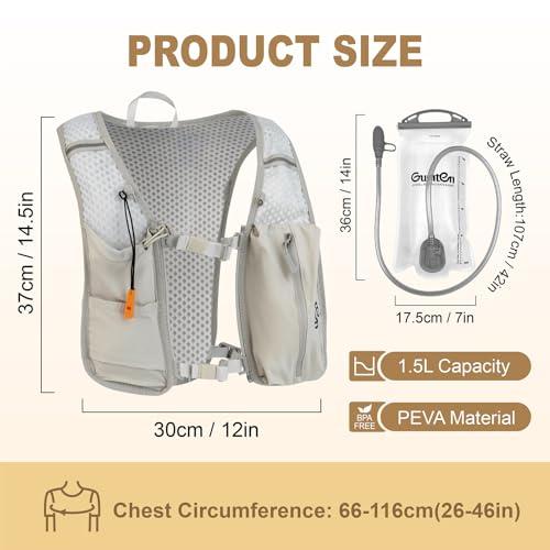 Running Vest for Women Men Adjustable Running Hydration Vest with Phone Holder Reflective Strips for Marathon Hiking Cycling - size: Gray, style: Running Vest with one 1.5L Water Bladder