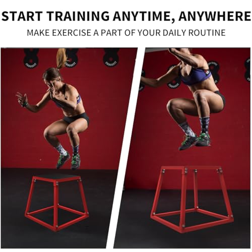 GarveeLife Plyometric Jumping Box, Steel Plyo Box for Exercise - color: Red, size: 12/18/24 Inch