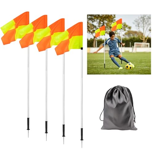 5FT Soccer Corner Flags for Soccer Field Set of 4,Storage Bag (Poles-White) - size: 60 inches
