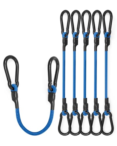 8 Pack 12" Carabiner Bungee Cords Heavy Duty Outdoor, 190 Lb Break Strength - size: 12 Inch, style: Heavy Duty-Blue