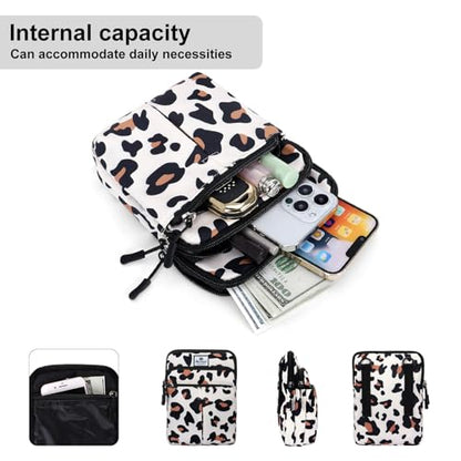 HUA ANGEL Multifunctional Fanny Pack for Men & Women Lightweight Waist Bag with 3 Zip Compartments, Cross body bag for Running Walking Sport Travel - color: Leopard print