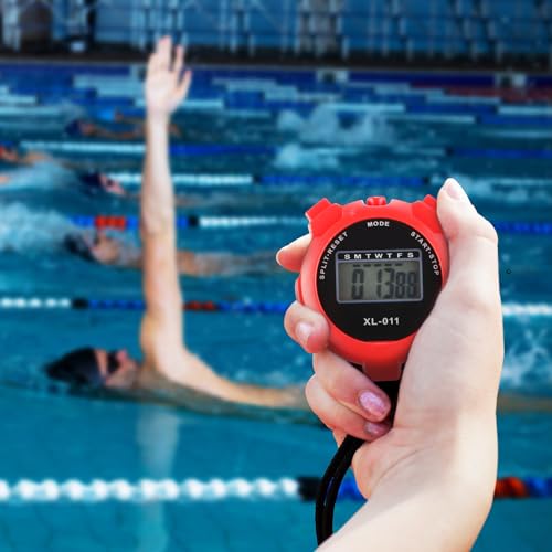 Kanayu 56 Pcs Digital Stopwatch Timer Sports Digital Stopwatch Shockproof Large Screen Handheld Stop Watch with Lanyard Date Time Alarm Function for Coach Swimming Running Sports Train (Bright Color)