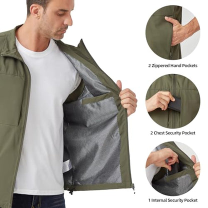 Men's Lightweight Outerwear Vest Softshell Sleeveless Jacket - color: Green, size: Medium