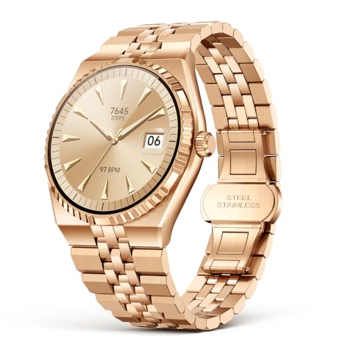 Smart Watch for Men, Answer/Make Call, Activity Tracker, Steel Strap, 40mm - color: Gold