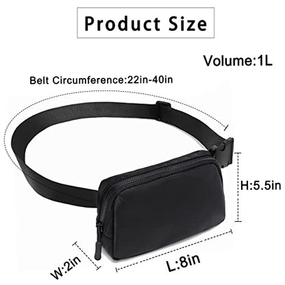 Amazerbst Belt Bag, Fanny Pack, Everywhere Belt Bag,40 Inch Adjustable Strap, for Women and Men,Waterproof - color: Black