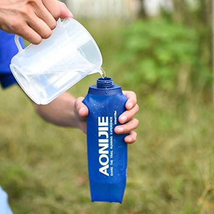 AONIJIE TPU Soft Folding Water Bottles Collapsible Flask for Hydration Pack for Running Hiking Cycling Climbing Pack of 2 (250ml with Straw -Pack of 2) - color: 250ml with Straw -Pack of 2