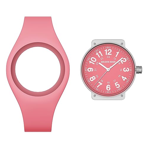 GOLDEN HOUR Waterproof Sports Analog Unisex Watches for Nurse Medical Professionals, Students - Military Time Glowing Easy to Read Dial, Jelly Silicone Strap - color: pink/pink