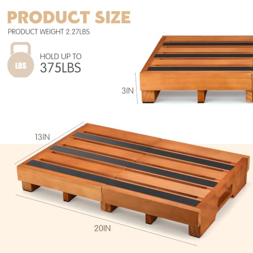 Wooden Step Stool 3 Inch One-Step Non-Slip Outdoor Platform