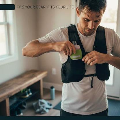 FITLY FLASKS Combo - 3 Handheld Soft Flask, Collapsible Water Bottles for Running, Marathon, Hiking, Cycling (5 oz, 8.5 oz, 13.5 oz / 150-250-400 ml) - color: Zen - Forest Green, Brown, Petrol Blue, style: Modern