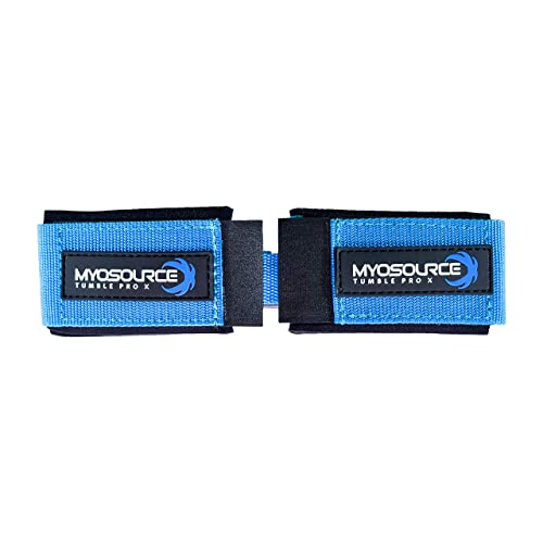 Myosource Kinetic Bands Tumble Pro X Ankle Straps Kit – Cheerleading Standing Tumbling Equipment, Gymnastics Backhandspring Trainer – Includes Flexibility Stunt Stretch Strap – Blue, Pink, Purple - color: Light Blue