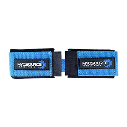 Myosource Kinetic Bands Tumble Pro X Ankle Straps Kit – Cheerleading Standing Tumbling Equipment, Gymnastics Backhandspring Trainer – Includes Flexibility Stunt Stretch Strap – Blue, Pink, Purple - color: Light Blue
