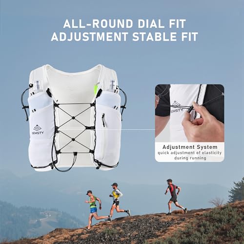 Running Hydration Vest 5L, Running Backpack with 2x500ml Soft Flask - color: White, size: X-Large