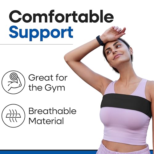 Breast Augmentation Post Op Band - Breast Implant Stabilizer Post Surgery - After Breast Sugery Must Haves - Breast Augmentation Post Op Bra - Breast Implant Bra - Chest Compression Wrap (Fits Most - Black) - color: Black