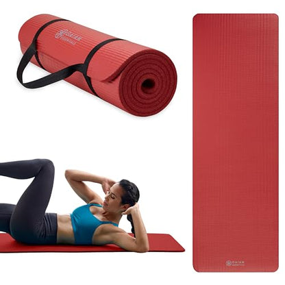 Gaiam Thick Yoga Mat, Exercise & Fitness Mat with Easy-Cinch Carrying Strap - color: Red, size: 2/5" (10MM)