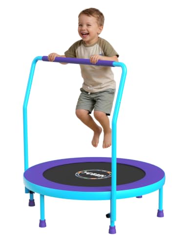 YORIN 36" Trampoline for Kids, Foldable Mini Trampoline with Foam Handle - color: Purple