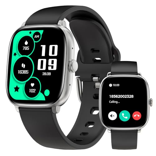 BRIBEJAT Smart Watches for Women Men, 1.75” AMOLED Touchscreen, Bluetooth Calling, Heart Rate/SpO2/Sleep Monitor, 10 Day Battery, IP68 Waterproof Finess Watch Compatible with iPhone Android (Silver) - color: Silver, size: 1.75"