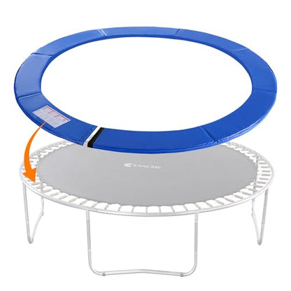 Exacme Trampoline Pad Replacement 16 15 14 13 12 10 8 Foot, Waterproof Safety Spring Cover Round Frame Pad, No Hole for Pole - color: Blue, size: Fit 10FT Frame Only, style: With Opening Design