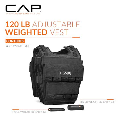 CAP Adjustable Weighted Vest 20–150 lbs for Strength Training, Running & Workouts, Weight Vest for Men & Women, Fitness Training Vest - style: 120lbs