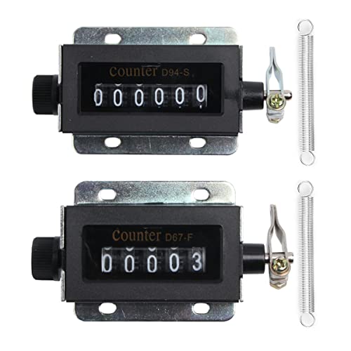 2 Pack Mechanical Counter,0-99999 5 Digit Manual Tally and 0-999999 6 Digit Manual Counter Kit,Resettable Pull Counter,Manual Stroke Clicker Counter,Count Accurately - color: 2 Types