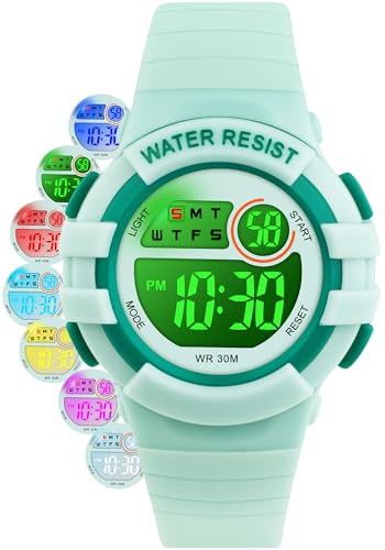 DTKID Digital Kids Watch 30 M Waterproof for Girls Boys 5-16 - color: -Dark Green