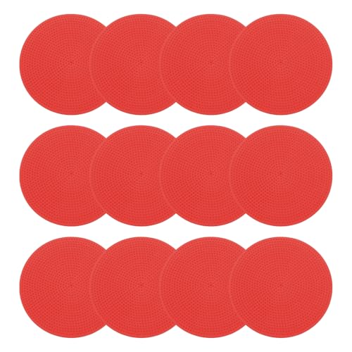 PATIKIL Poly Spot Markers, Rubber Floor Dots with Storage Bag Flat Agility Cones for Sports Training - color: Red, size: 5 Inch