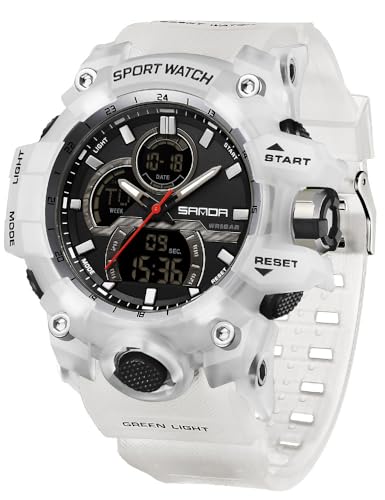 FANMIS Men Sports Outdoor Watch Analog Digital Multifunctional Black Watch - color: Z White
